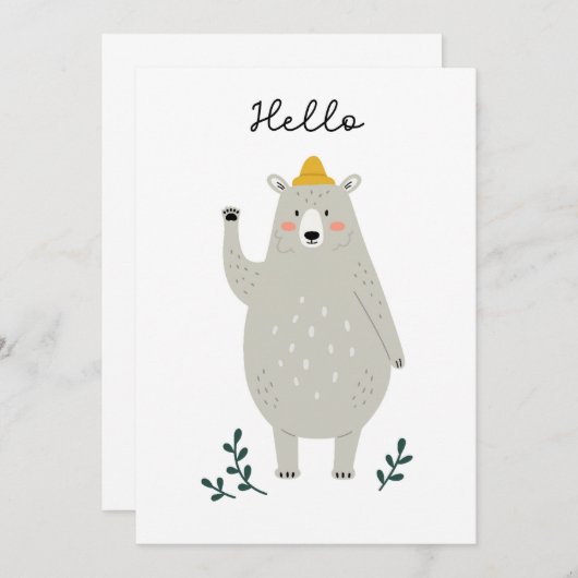 Bear -フレンドリーすべての子供のためのハローグリーティングカード (正面/裏面)