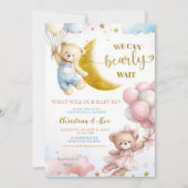 Bear and balloon Gender Reveal Invitation 招待状 (正面)