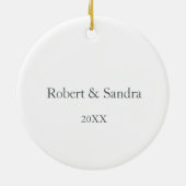 Bear and Bunny in Big Green Blanket Custom Name セラミックオーナメント (裏面)