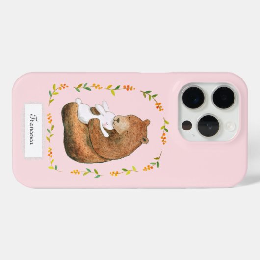 Bear and Bunny Sweet Woodland Custom Name Case-Mate iPhoneケース (裏面 (横))