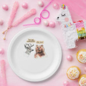 Bear And Deer Conversation Funny Wildlife Design ペーパープレート (パーティー)