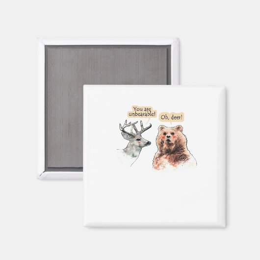 Bear And Deer Conversation Funny Wildlife Design  マグネット (正面/裏面)