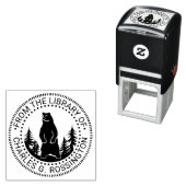 Bear and Trees Silhouette Round Library Book Name セルフインキングスタンプ (インサイチュ)