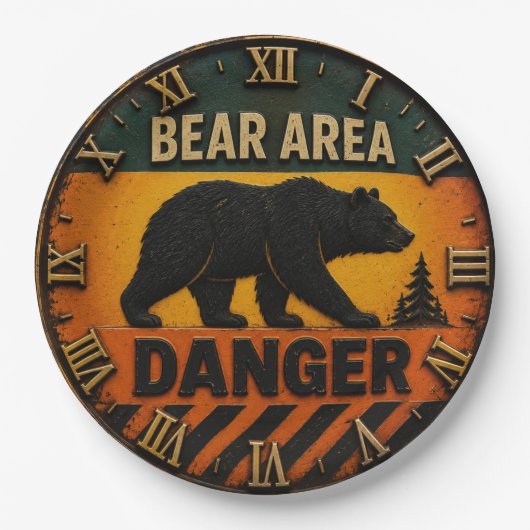 Bear Area Danger Camping & Hunting Gift ペーパープレート (正面)