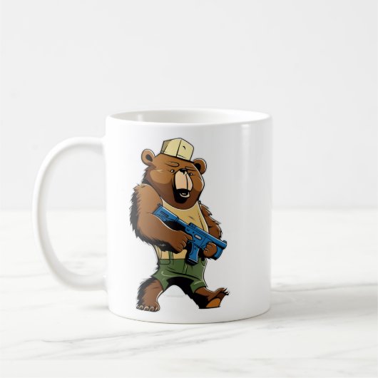 Bear Arms Tee、私はおもしろいArm Bearをサポート コーヒーマグカップ (左)