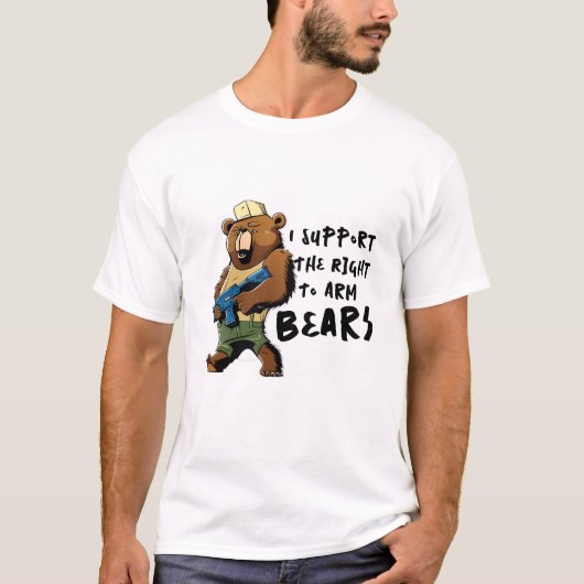 Bear Arms Tee、私はおもしろいArm Bearをサポート Tシャツ (正面)