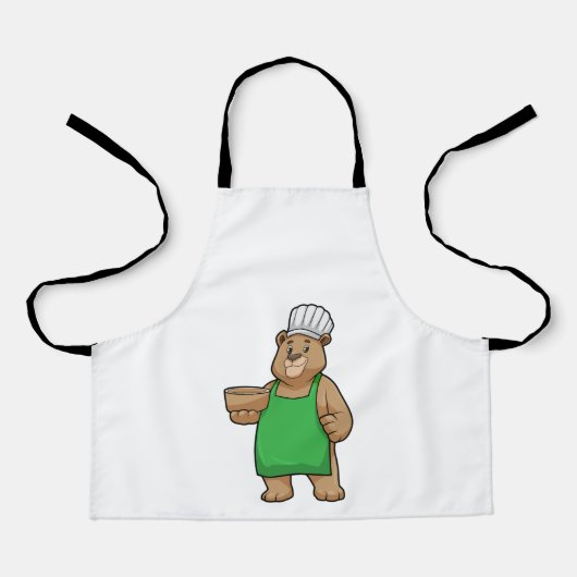 Bear as Cook with Cooking apron & Bowl エプロン (正面)