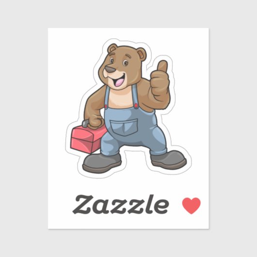 Bear as Craftsman with Tool box シール (シート)