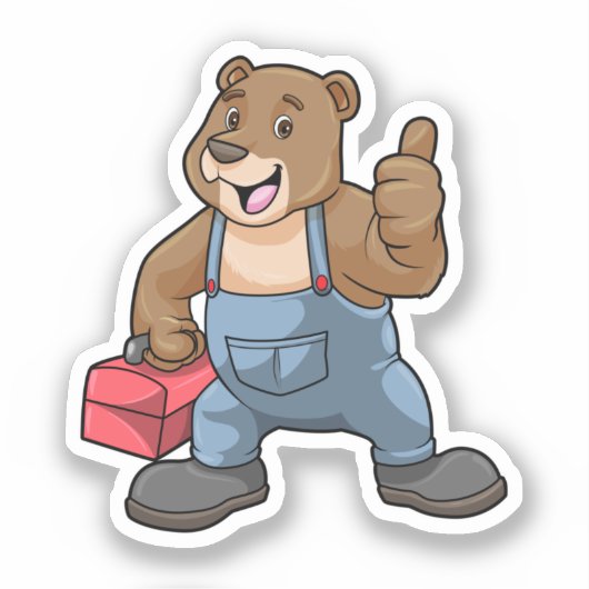 Bear as Craftsman with Tool box シール (正面)