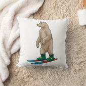 Bear as Skier with Ski クッション (ブランケット)