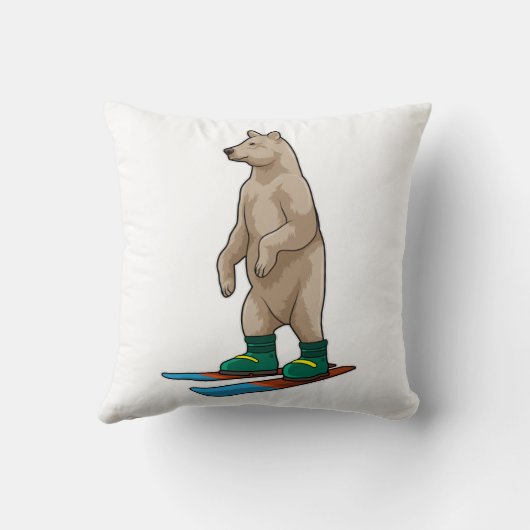 Bear as Skier with Ski クッション (裏面)