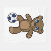 Bear as Soccer player with Soccer ball フリースブランケット (正面(横))