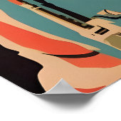 Bear Astronaut Poster, Bear Retro Print, Brown ポスター (角)