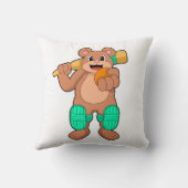 Bear at Cricket with Cricket bat クッション (裏面)
