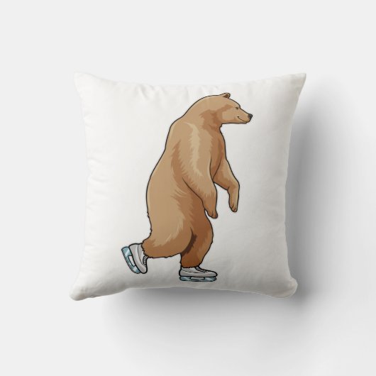 Bear at Ice skating with Ice skates クッション (裏面)