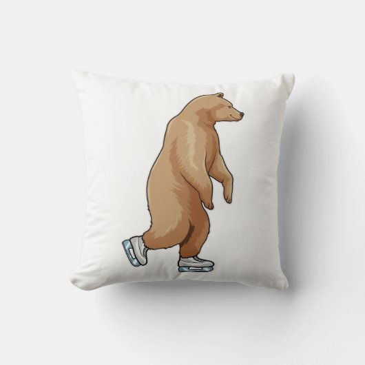 Bear at Ice skating with Ice skates クッション (正面)