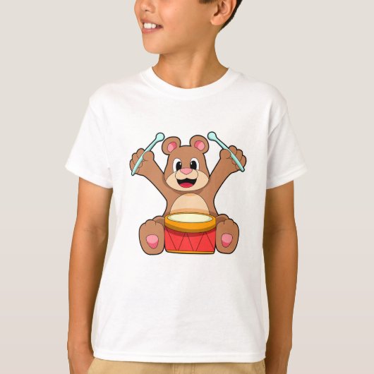 Bear at Music with Drum Tシャツ (正面)
