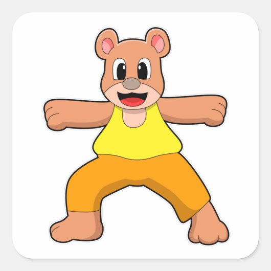 Bear at Yoga in Standing スクエアシール (正面)