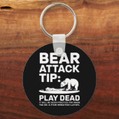 Bear Attack Tip Play Dead Funny Camping Hiking Des キーホルダー (正面)
