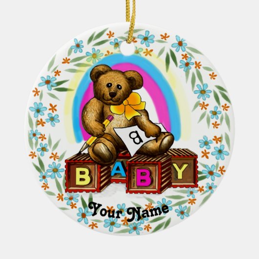 Bear baby Blocks  Ornament セラミックオーナメント (正面)