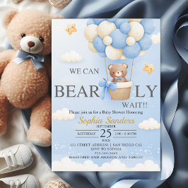 Bear Baby Shower for Boy | We Can Bearly wait 招待状