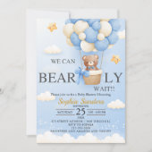 Bear Baby Shower for Boy | We Can Bearly wait 招待状 (正面)
