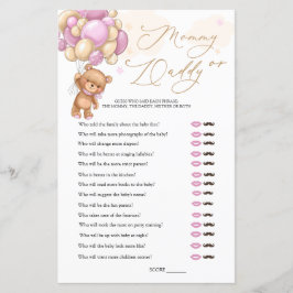 Bear Baby Shower Game Guess Who Mommy or Daddy