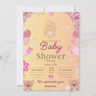 Bear Baby shower invitation  招待状