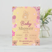 Bear Baby shower invitation  招待状 (スタンド正面)