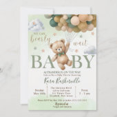 Bear Baby Shower Invite, We Can Bearly Wait Invita 招待状 (正面)