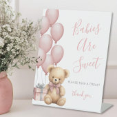Bear Baby Shower Pink Sweets 台座サイン
