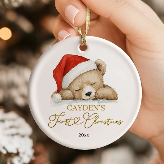 Bear Baby's First Christmas Ornament セラミックオーナメント