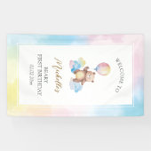 Bear Balloon Clouds Beary First Birthday Welcome 横断幕 (横)