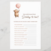 Bear Balloon Daddy Trivia Baby Shower Game チラシ (正面)