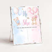 Bear Balloon Gender Reveal Sign ポスター