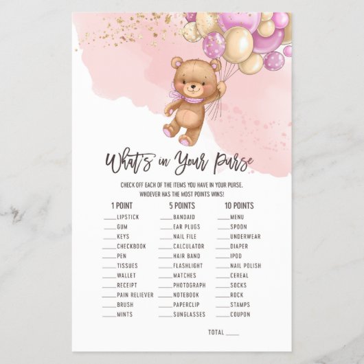 Bear Balloonsハンドバッグゲームの内容 チラシ (正面)