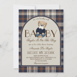 Bear Bearly Wait Luxury Boy Baby Shower 招待状
