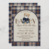Bear Bearly Wait Luxury Boy Baby Shower 招待状 (正面/裏面)