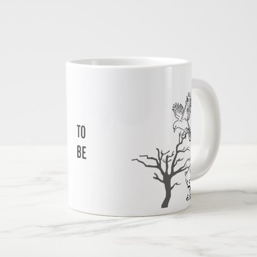 Bear, Bird, and Bare Tree Nature Scene ジャンボコーヒーマグカップ (正面右)