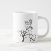 Bear, Bird, and Bare Tree Nature Scene ジャンボコーヒーマグカップ (右)