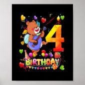 Bear Birthday 4 Year Old Kids 4th Bear Birthday  ポスター (正面)