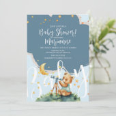  Bear Boy Stars Baby Shower  Invitation 招待状 (スタンド正面)