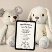 Bear & Bunny Stuffies Twin Baby Shower 招待状