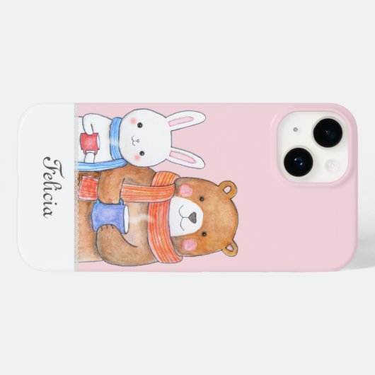 Bear Bunny Warm Drink Cute Personalized with name Case-Mate iPhoneケース (裏面 (横))