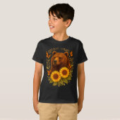 Bear Butterfly Nature Rustic Sunflower Monarch Art Tシャツ (正面フル)