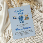 Bear Clothesline Blue Jean Baby Denim Baby Shower 招待状