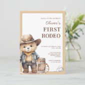 Bear Cowboy Western First Rodeo Birthday 招待状 (スタンド正面)