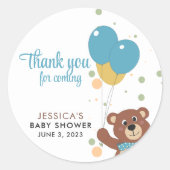 Bear Cubの男の赤ちゃん来ブルーシャワーありがとう ラウンドシール (正面)