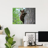 Bear Cub Climbing a Tree ポスター (ホームオフィス)