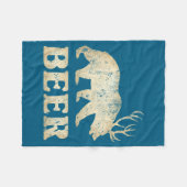 Bear Deer Vintage Beer  フリースブランケット (正面(横))